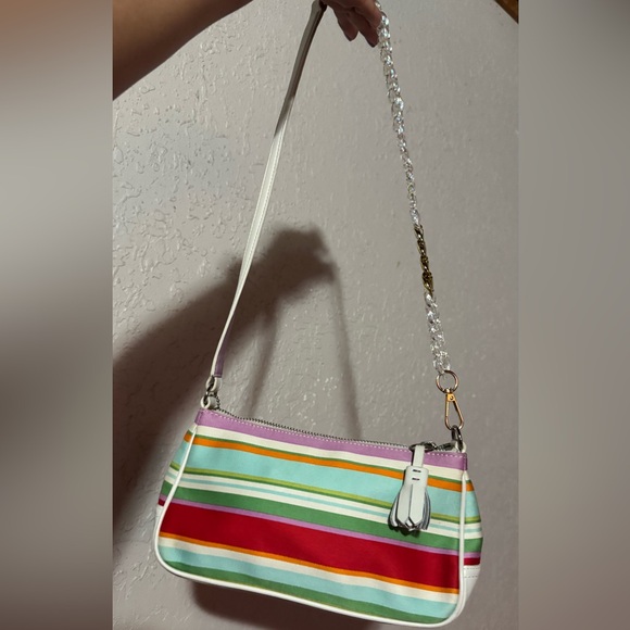 Coach Y2K Hampton Stripe Mini Shoulder Bag in Multi-color Canvas - Picture 2 of 8
